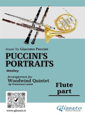 cover image of Flute part of "Puccini's Portraits" for Woodwind Quintet